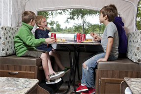 children at RV table